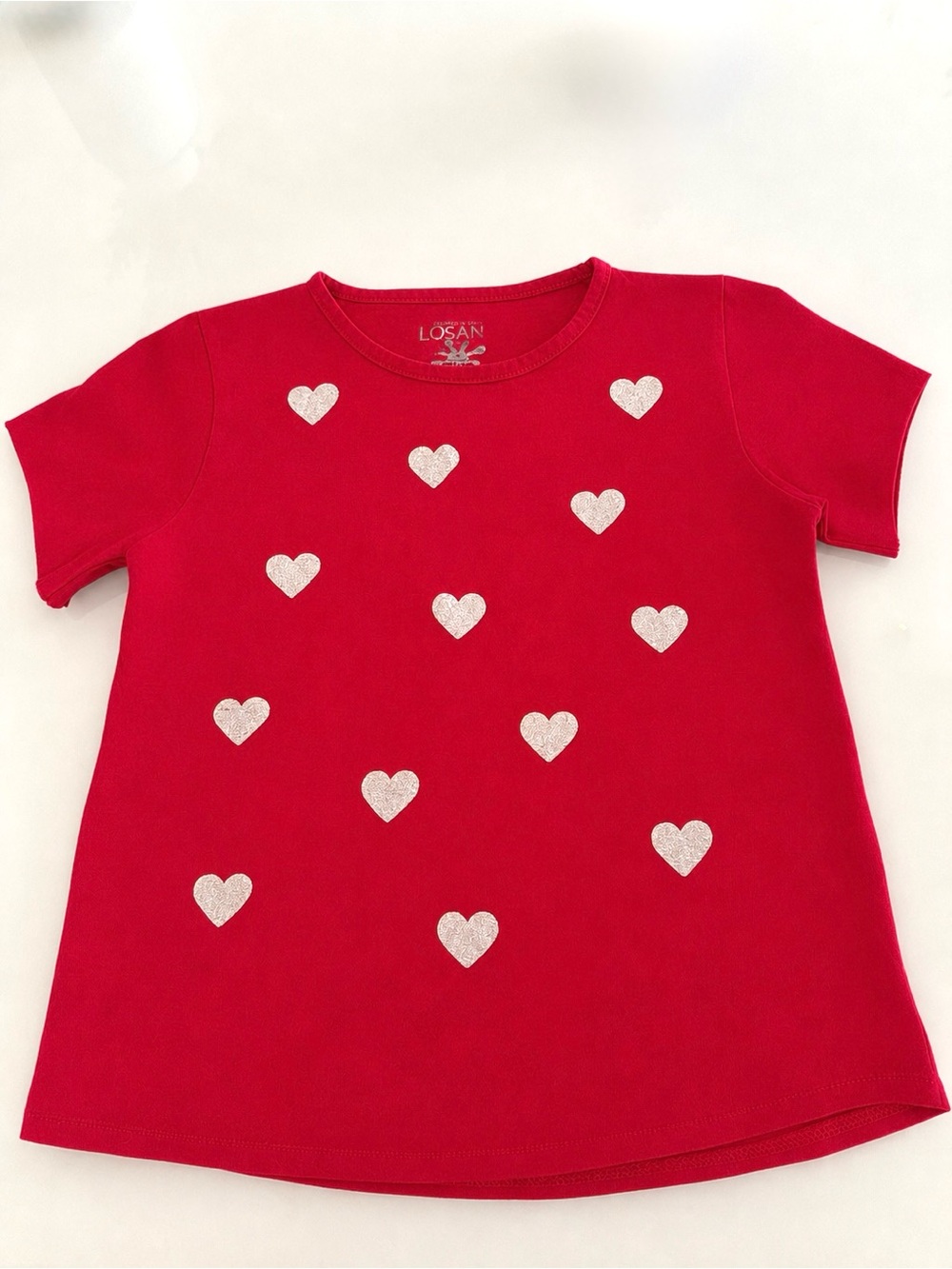 Red Heart Print Kids Short Sleeve Tee